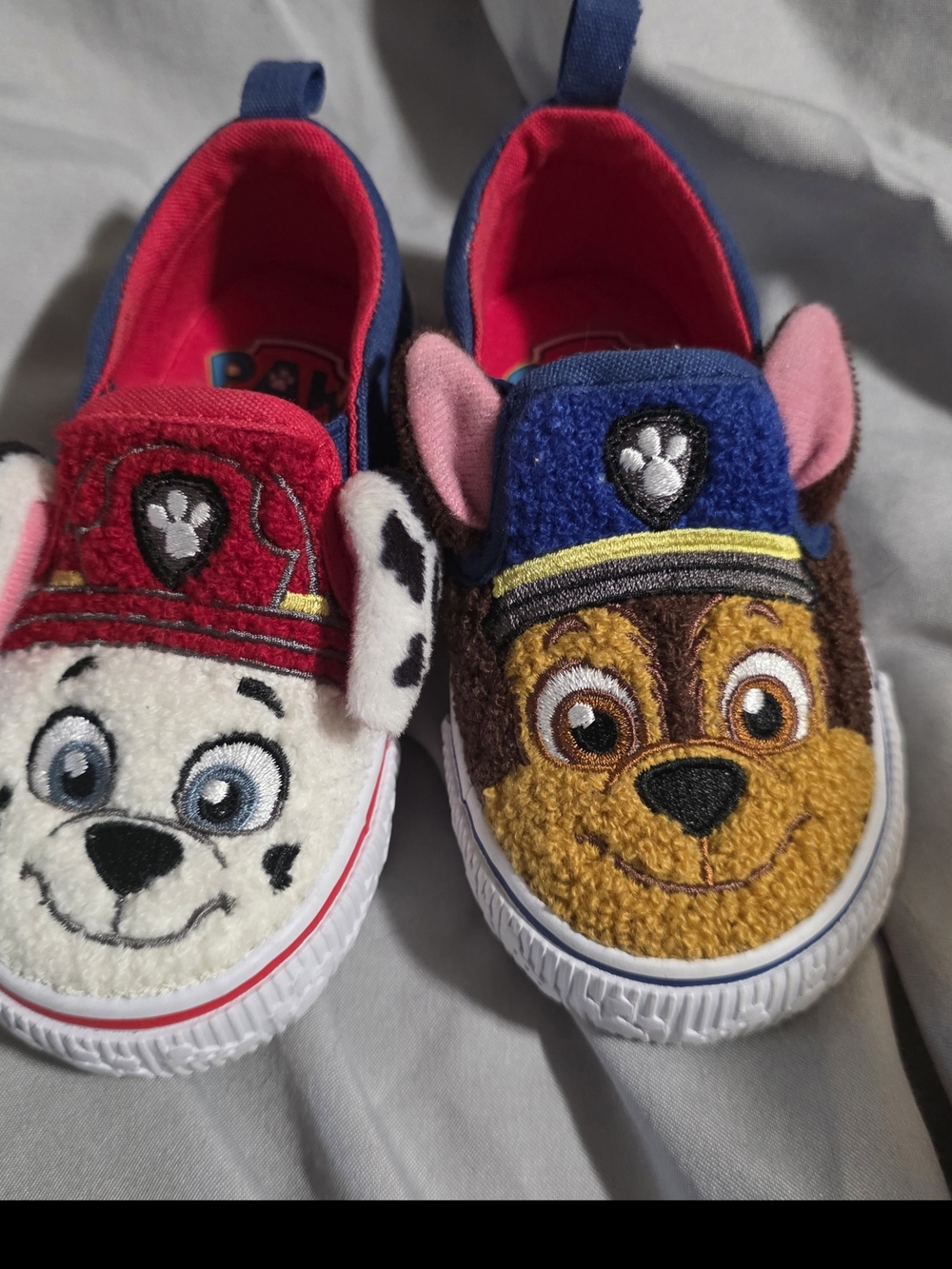 Paw Patrol Toddler Slip-Ons with Marshall & Chase Faces - Red, Blue, Yellow
